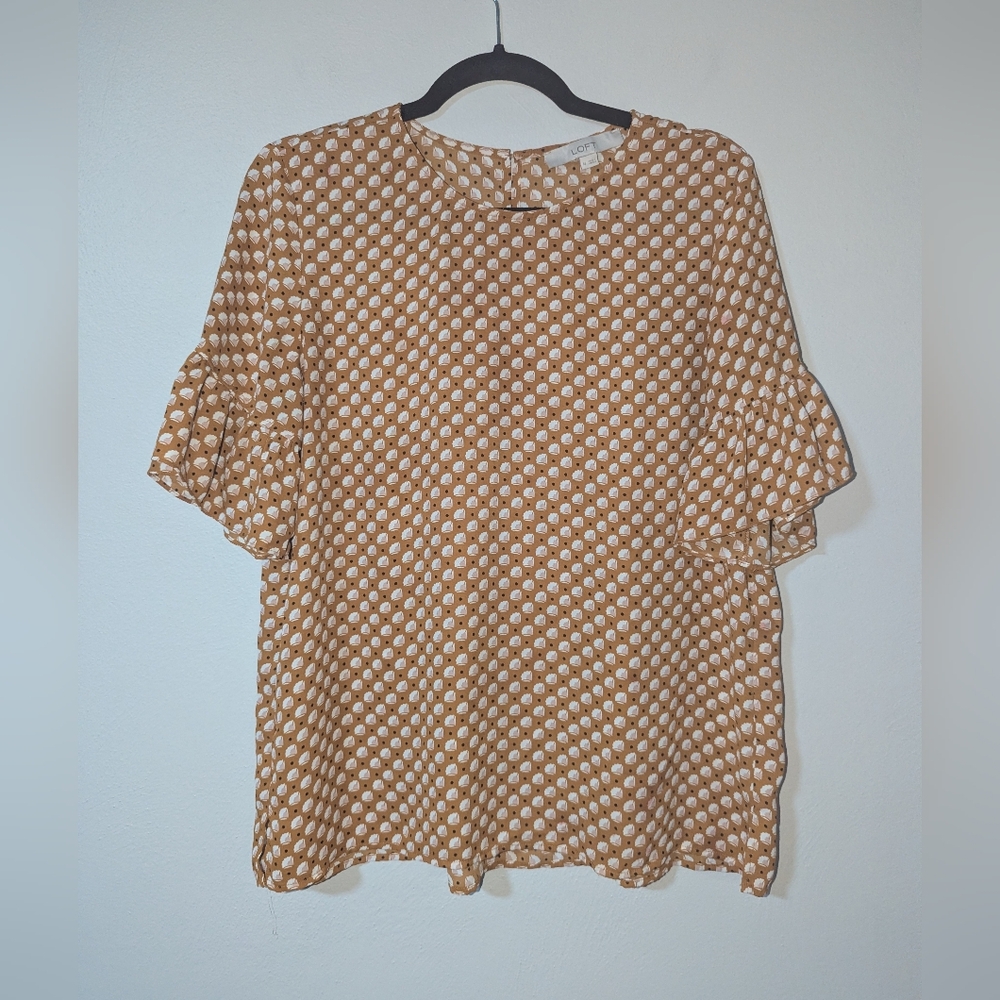 M Ann Taylor LOFT Golden Printed Top